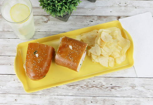 Calypso Basics Plastic Tidbit Melamine Sandwich Tray, Lemon