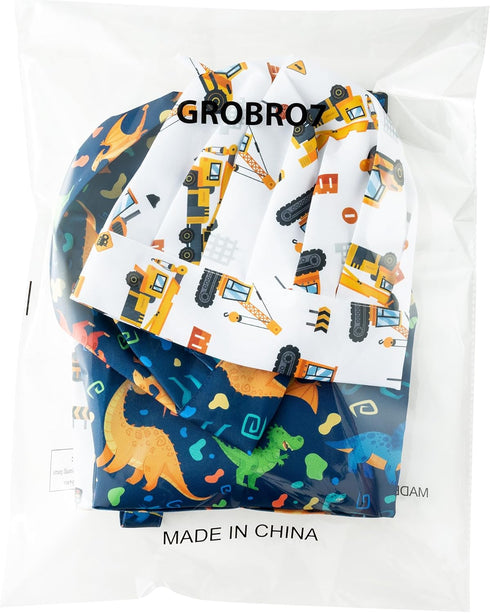 GROBRO7 4Pcs Kids Apron Chef Hat Set, Adjustable Kitchen Toddler Aprons with 2 Pockets for Baking Cooking Gift for
