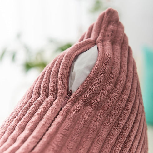 Home Brilliant Pink Pillow Cover 18x18 Striped Velvet Corduroy Decorative Throw Pillows for Girls Room, Dry Rose Pink