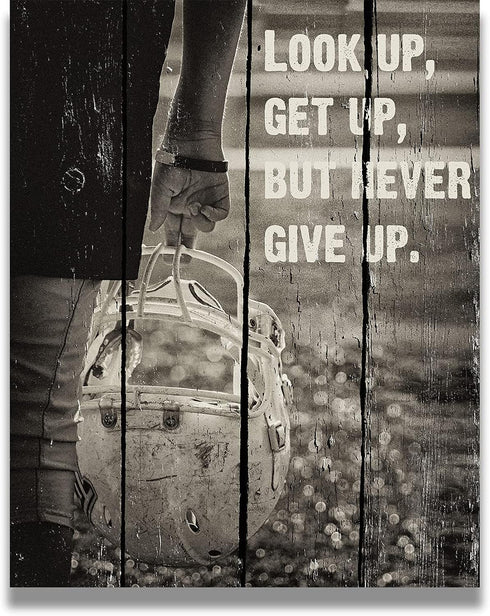 Look Up, Get Up, But Never Give Up - Football Wall Art Decor Print - Unframed Artwork on Photograph Paper