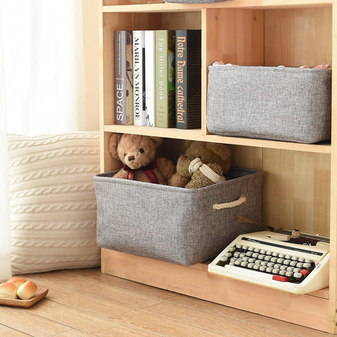 2 Pack Closet TheWarmHome Large Storage Bins Basket, Grey Fabric Storage Cubes for Changing Table Nursery Livingroom