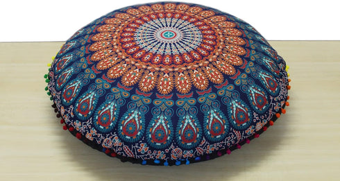 CRAFT KALA 32" in Round Mandala Floor Pillow Cushion Cover Seating Throw