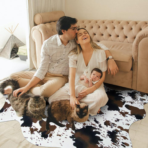 4.6 5.2 Faux Cowhide Rug Cute Cow Print Rug Cow Rugs for Bedroom Living Room Nursery Western Home Decor Area Rug, Brown