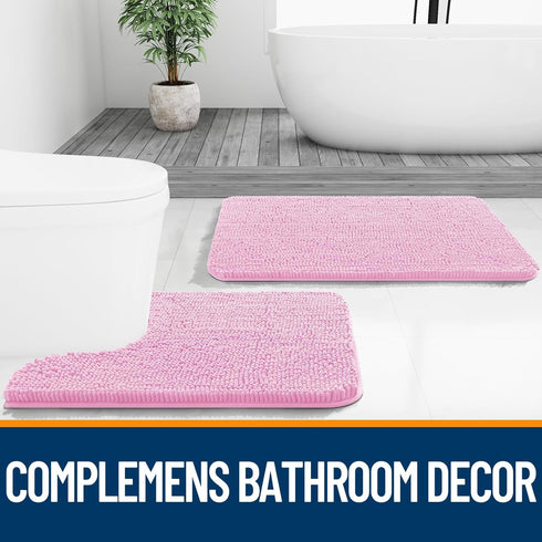 OLANLY U-Shaped Toilet Rugs 24x20, Extra Soft Absorbent Chenille Bathroom Mats, Non-Slip, Machine Washable