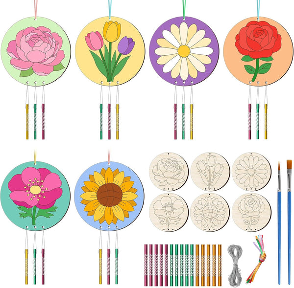 BAPHILE 6 Pack Wind Chime Kit for Kids to Paint Make You Own