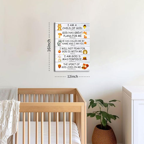 12x16in Scripture Canvas Wall Art for Kids Room Christian I Am a Child of God Bible Verse Wall Decor, Framed Religious