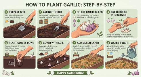 Bulbs, (8) Garlic Seed Large Cloves, Cold Hardy, Bold Flavor