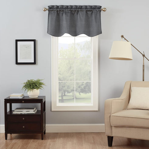 ECLIPSE Canova Blackout Thermaback Window Valance Curtains, 42 in x 21 in, Charcoal