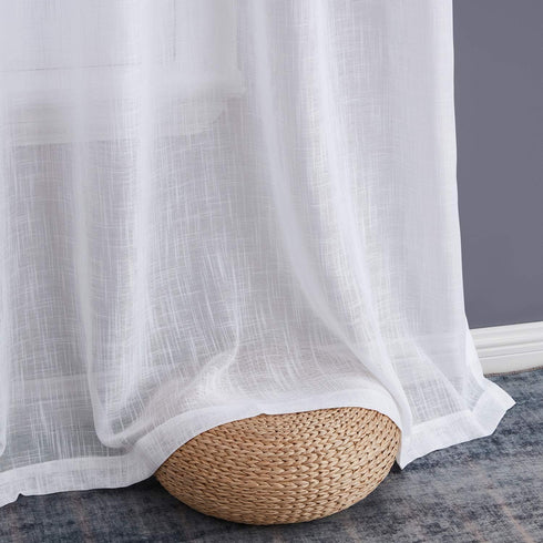 HLC.ME Abbey Faux Linen Textured Semi Sheer Privacy Sun Light Filtering Grommet Curtains for Bedroom & Living Room, 2