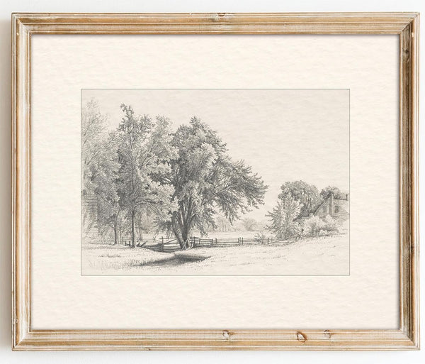 Kizbok Vintage Canvas Prints, Neutral Landscape Sketches Oil Painting Art for Bedroom, Bathroom, Farmhouse Decor (8" x