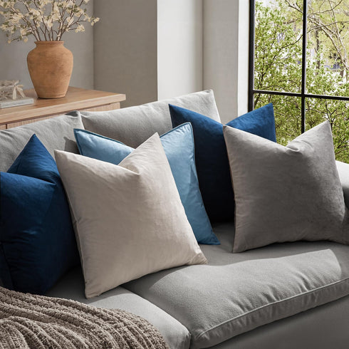 MIULEE Velvet Throw Pillow Covers 18x18 Inch, Pack of 2 - Dark Blue, Super Soft Decorative Cushion Cases