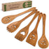 MFC 5-Piece Wooden Cooking Spoons Set, Natural Cherry Wood Kitchen Utensils with Smiley Faces for Cooking