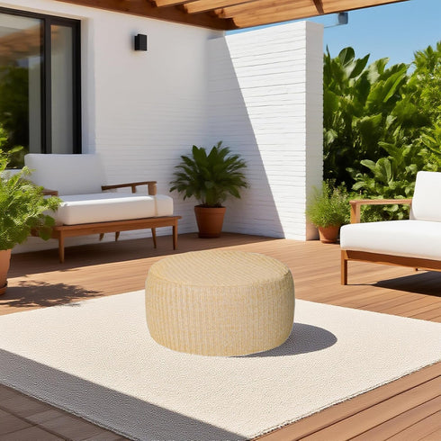 GLADTRAX D21x H9, Outdoor Inflatable Ottoman with Air Pump, Fade-Resistant Patio Footrest Stool Round Pouf Ottoman