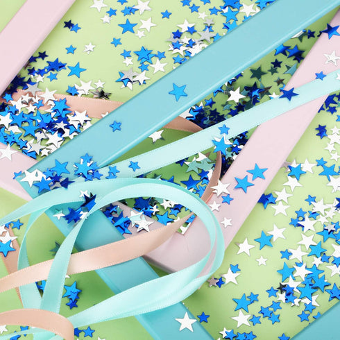 Hestya 60g Metallic Foil Star Confetti Glitter Table Decorations for Party Wedding Festival (Blue Silver, 10mm & 6mm)