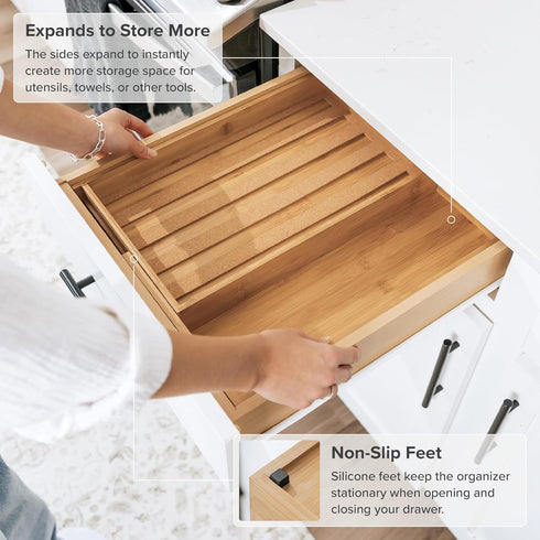15 100% KitchenEdge Spice Drawer Organizer with Expandable Storage. Holds up to Spice Jars (Not Included), Non-Slip