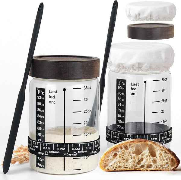 77L Sourdough Starter Jar, 35 oz Sourdough Starter Kit with Date Marker