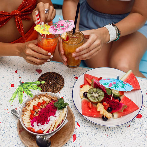 Drink Umbrellas Cocktail Picks, 152 Pcs Hawaiian Cocktail Umbrellas for Tiki Bars, Fruit Plates, Birthday Parties