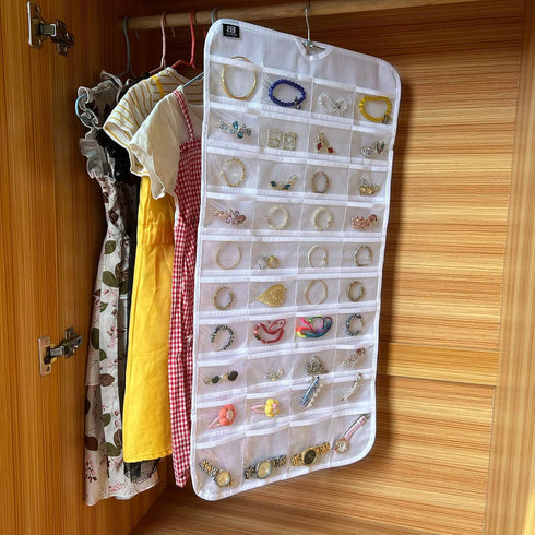 Hanging Jewelry Organizer, 80 Pocket Accessories Organizer for Holding Jewelry.