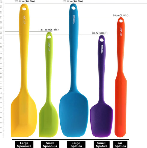 5PCS Silicone Rubber Spatula Set, VITUER Food Grade BPA-Free Spatulas for kitchen Use, Heat Resistant Spatula for Cooking & Baking, Dishwasher Safe by VITUER