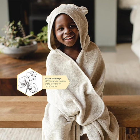 Burt's Bees Baby Toddler Hooded Animal Character Towels Organic Cotton, Unisex Bath Essentials, Soft Nursery Towel