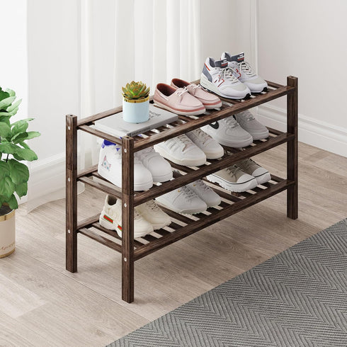 ZHUTIANXIA Bamboo Shoe Rack Organizer for Closet and Entryway - Space-Saving Narrow Shoe