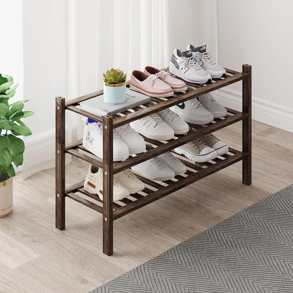 ZHUTIANXIA Bamboo Shoe Rack Organizer for Closet and Entryway - Space-Saving Narrow Shoe