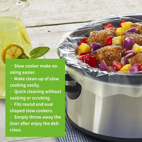 Slow Cooker Liners Disposable Cooking Bags - Small Size Pot Liners Fit 1QT to 3QT for Oval & Round Pot (10)