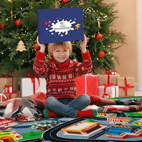 4'11" 2'7" Booooom Jackson Car Rug Play Mat for Kids, x Rug,Car with Roads Bedroom, Kid Carpet Toddler Boy, Car Area