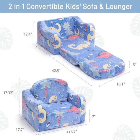 Kids,2-in-1 aodisman Thick Comfy Toddler Chair and Couch for Soft Plush Fold Out Sofa for Children,Convertible Couch