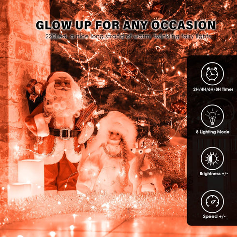 66ft 200 8 Fairy Lights LED USB Twinkle String Lights Plug in Silver Wire Lights with Remote and Timer Modes Outdoor