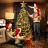 Rattan 3D Star Tree Topper, 12" Rustic Rattan Star with Built-in 10-Bulb String Lights for Christmas Decoration