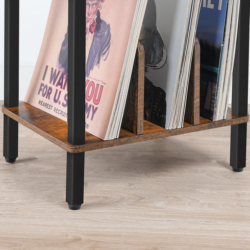2-Tier 100 Albums, FG05RS01 HOOBRO Small End Table, Record Player Stand Vinyl Record Turntable Stand with Storage up
