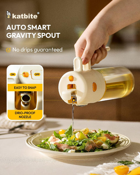 18.6 oz/550ml 2 1 Mist(0.5g/Spray) katbite olive oil dispenser bottle for Cooking, in glass oil bottle and oil sprayer