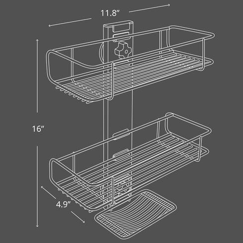 BATHBEYOND Shower Caddy Suction Cup Tier Shower Shelf - Adjustable 3 Tier Caddy with Extra Adhesive Sticker