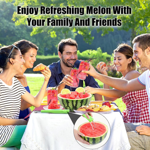 Premium 3 in 1 Watermelon Cutter Slicer Tool - Foldable Stainless Steel Fruit Cutter for Kitchen Gadgets