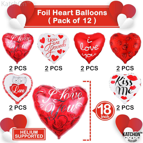 KatchOn Big Teddy Bear Balloons Set, 40 Inch, Pack of 13, I Love You Balloons for Engagement