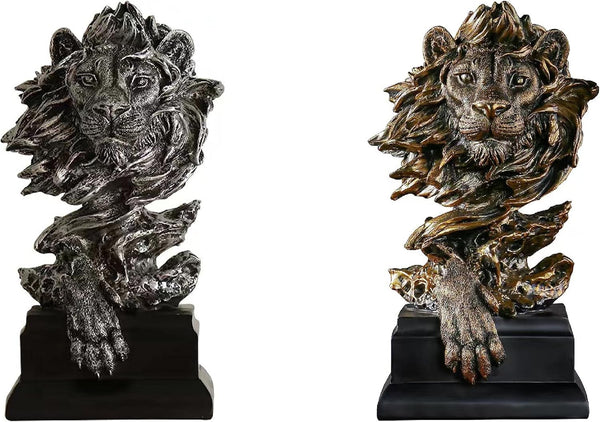 Dlfghos Lion Head Statue Decor Lion Sculpture for Home, Office, Bookshelf, Desk, Living