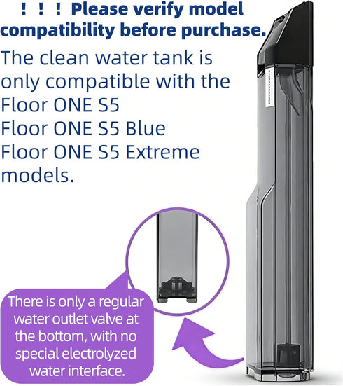 440934 S5 S5 S5 Tank,0.8L Clean Water Tank Compatible for Tineco Floor ONE / Floor ONE Blue/Floor ONE Extreme Models.