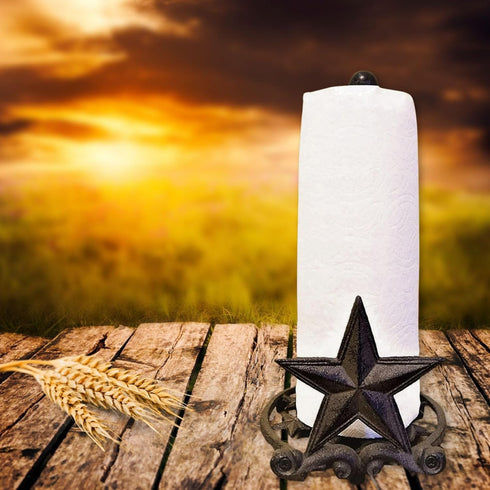 Country Countertop Countertop BestGiftEver Metal Star Rustic Paper Towel Holder - Freestanding Kitchen Decor
