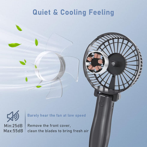 FARADAY Personal Hand Held Fan, 4800mAh Travel Cooling Fan, Powerful Small Portable Rechargeable Battery Operated