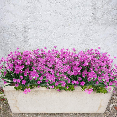 8 Bundles Artificial Flowers, UV Resistant Fake Greenery Faux Plastic Plants for Indoor Outdoor Home Garden Kitchen