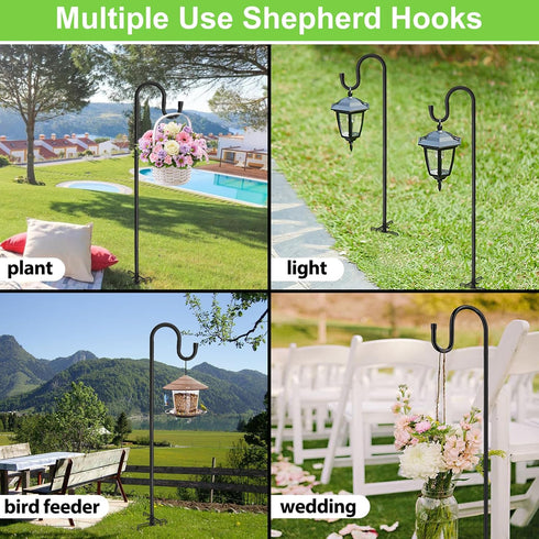 Feblomst 78" 4/5 Hummingbird 5-Prong Shepherds Hooks, Bird Feeder Pole for Outdoor, Thick Feeders Stand Heavy Duty
