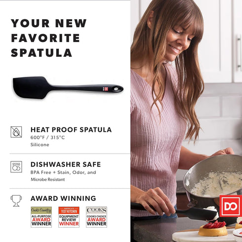 DI ORO Silicone Spatula, 600°F Heat-Resistant Rubber Kitchen Utensil, Black, Dishwasher Safe