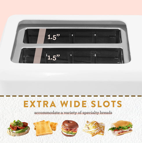 Elite Gourmet ECT-1027# Cool Touch Toaster, 7 Toast Settings, Extra Wide Slots, 750-Watts, White