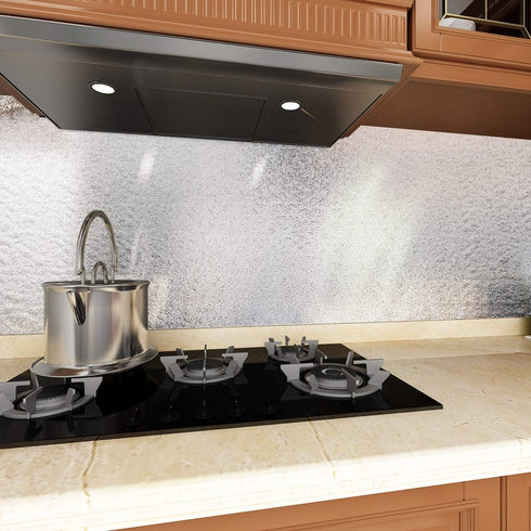 VEELIKE 15.7''x236'' Kitchen Backsplash Wallpaper, Peel and Stick Aluminum Foil Contact Paper for Countertop Drawer