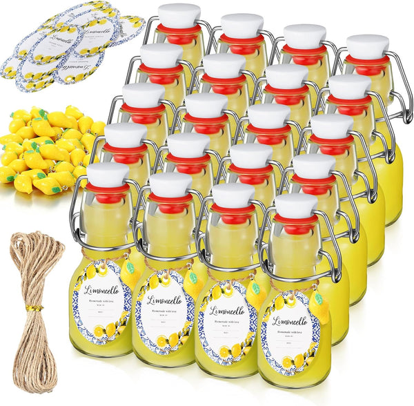 20 Sets Swing Top Glass Bottles with Tags and Twine Rope Airtight