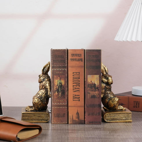 Decoration,1 Book Ends for Shelves to Hold Books Hevay Duty,Decorative Bookends for Bookshelf Dcor,Cute Animal Rabbit