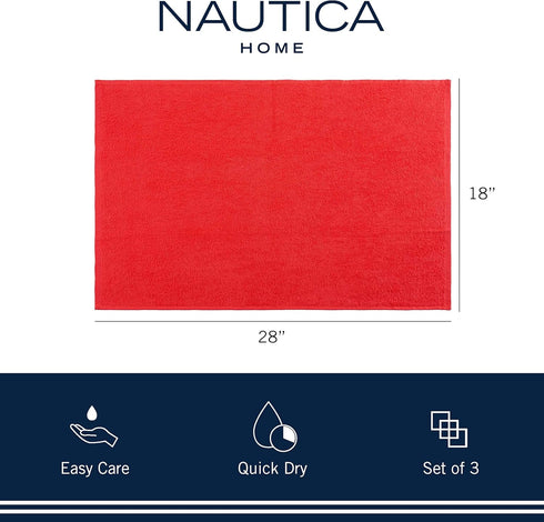 Nautica 100% Cotton Kitchen Towels Set of 3, 18" X 28", Super Absorbent Red Plaid Dish Towels for Kitchen