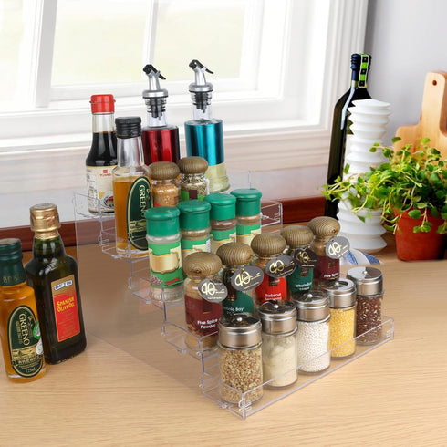 Spice Rack, No Tool Needed Self-derived Snap On Assembly Shelf for Kitchen Cabinet Organizer (5 Tier)