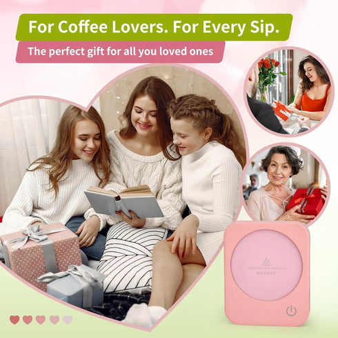 3-Temp Settings, VOBAGA Coffee Mug Warmer for Desk with Auto Shut Off & Coffee Cup Warmer Galentines Day Gift Home